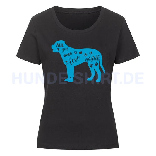 Premium Organic Damen-Shirt "Mastiff Blue" Schwarz – hunde-shirt.de