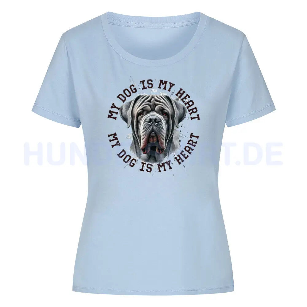 Premium Organic Damen-Shirt "Mastino Napoletano HEART" Sky Blue – hunde-shirt.de