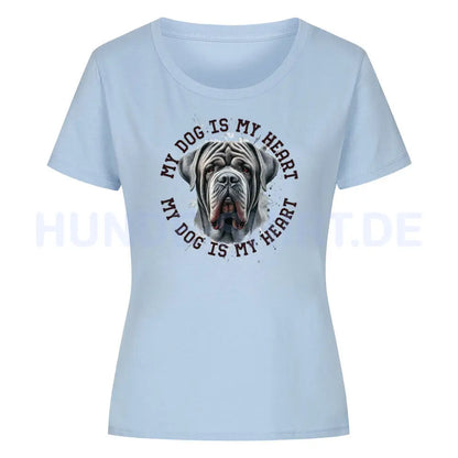 Premium Organic Damen-Shirt "Mastino Napoletano HEART" Sky Blue – hunde-shirt.de