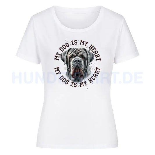 Premium Organic Damen-Shirt "Mastino Napoletano HEART" Weiß – hunde-shirt.de