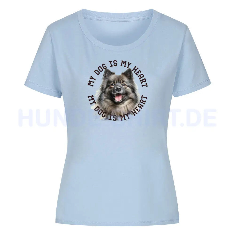 Premium Organic Damen-Shirt "Mittelspitz HEART" Sky Blue – hunde-shirt.de