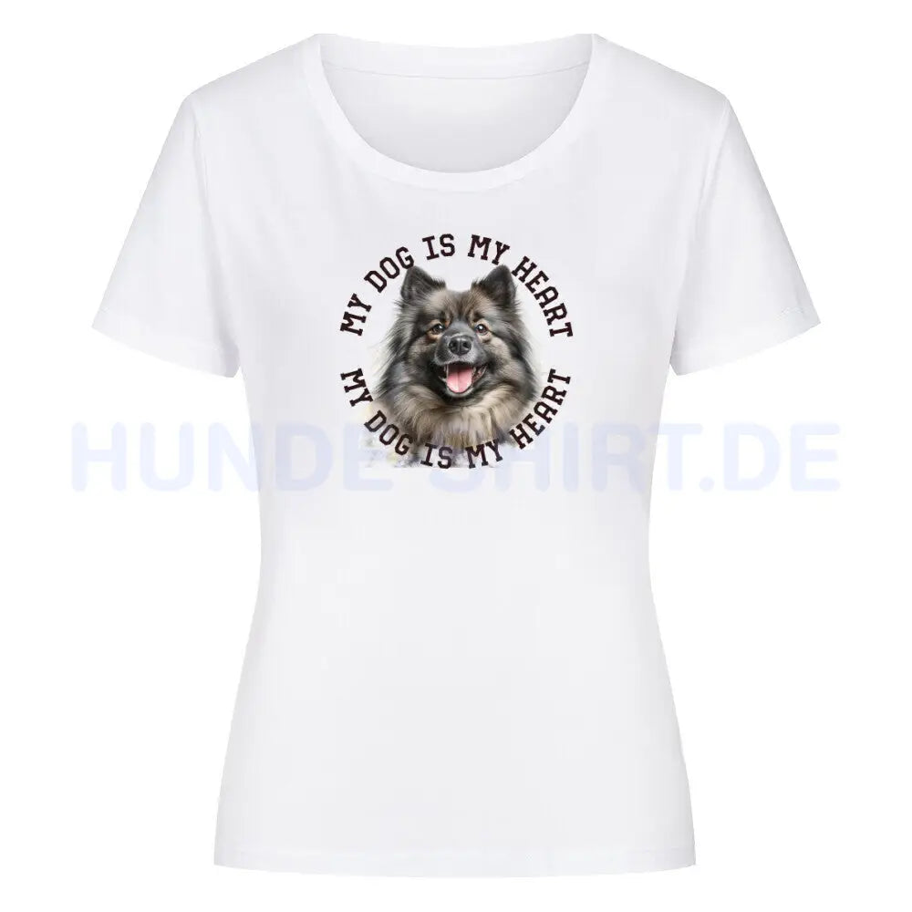 Premium Organic Damen-Shirt "Mittelspitz HEART" Weiß – hunde-shirt.de