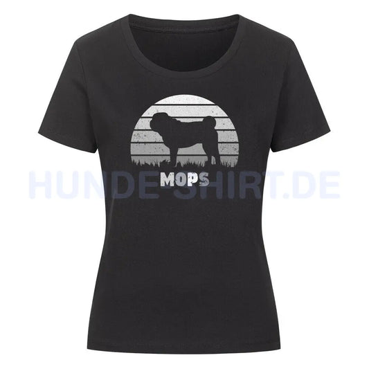 Premium Organic Damen-Shirt "Mops S" Schwarz – hunde-shirt.de