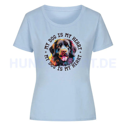 Premium Organic Damen Shirt "Neufundländer HEART" Sky Blue – hunde-shirt.de