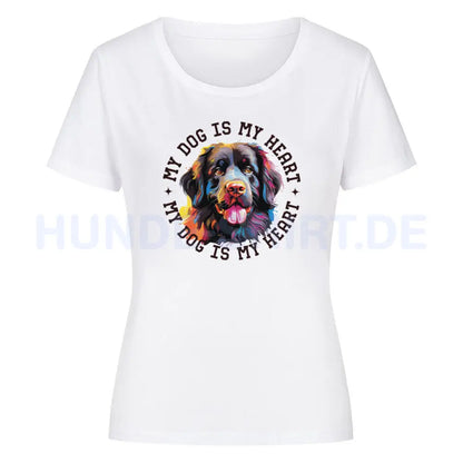 Premium Organic Damen Shirt "Neufundländer HEART" Weiß – hunde-shirt.de