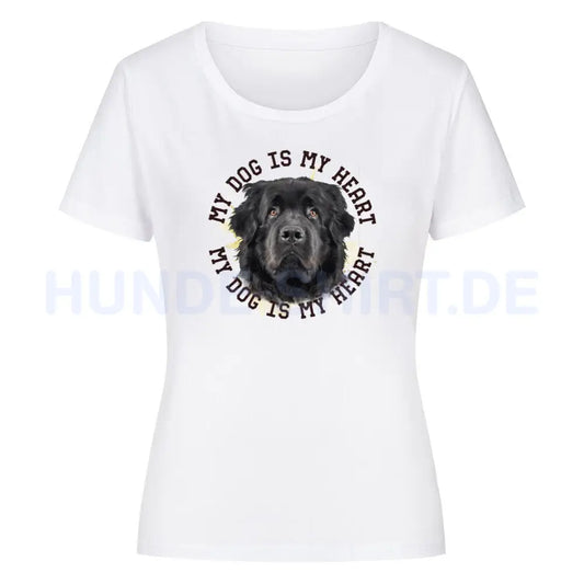 Premium Organic Damen-Shirt "Neufundländer schwarz HEART" Weiß – hunde-shirt.de