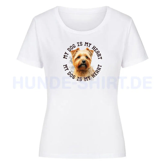 Premium Organic Damen-Shirt "Norfolk Terrier HEART" Weiß – hunde-shirt.de