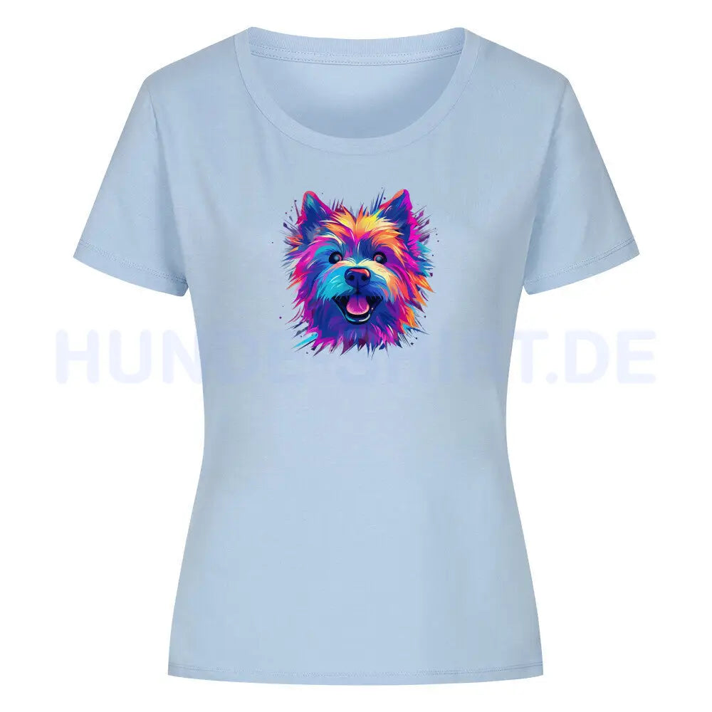 Premium Organic Damen-Shirt "Norwich Terrier - Paint" Sky Blue – hunde-shirt.de