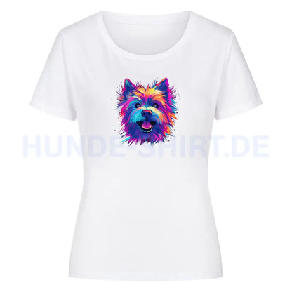 Premium Organic Damen-Shirt "Norwich Terrier - Paint" Weiß – hunde-shirt.de