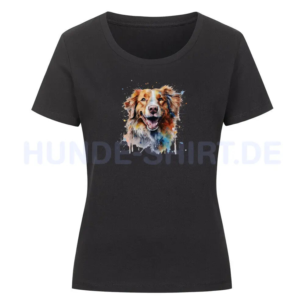 Premium Organic Damen-Shirt "Nova Scotia Paint" Schwarz – hunde-shirt.de