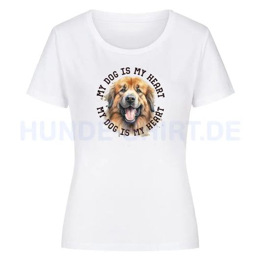 Premium Organic Damen-Shirt "Owtscharka HEART" Weiß – hunde-shirt.de