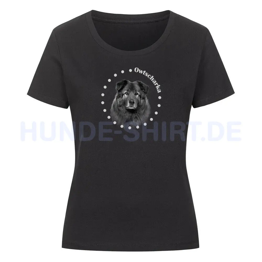 Premium Organic Damen-Shirt "Owtscharka R" Schwarz – hunde-shirt.de