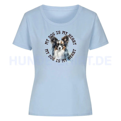 Premium Organic Damen-Shirt "Papillon HEART 2" Sky Blue – hunde-shirt.de