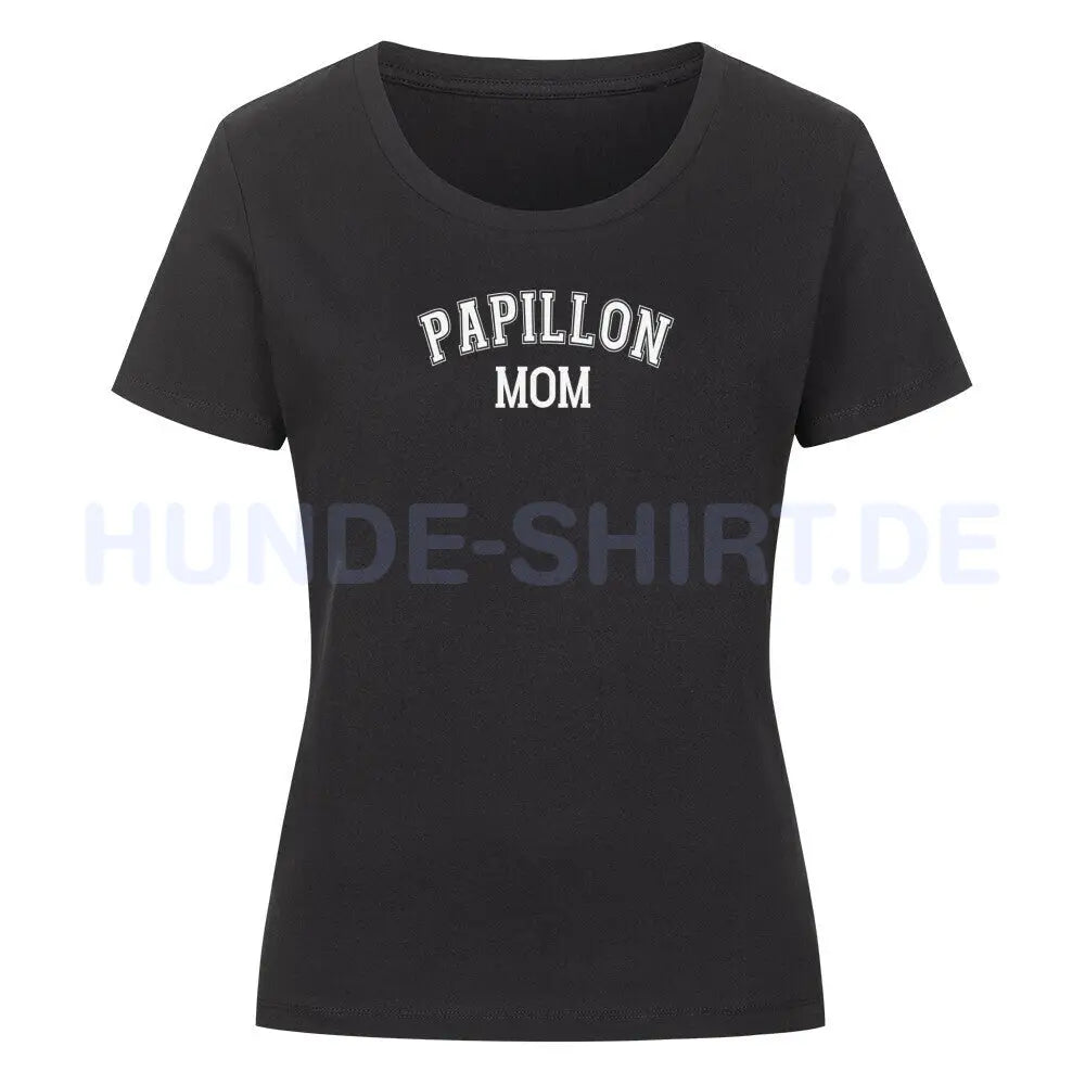 Premium Organic Damen-Shirt "Papillon - MOM" Schwarz – hunde-shirt.de