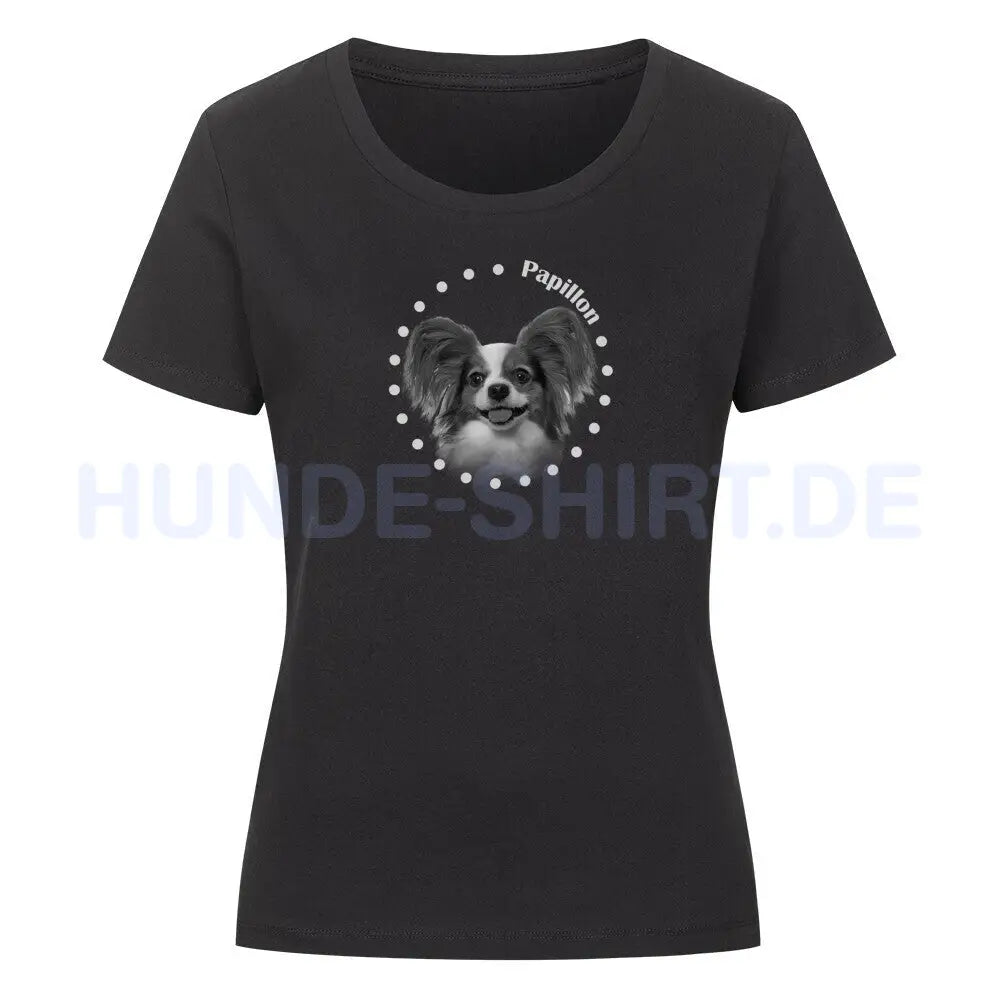 Premium Organic Damen-Shirt "Papillon R" Schwarz – hunde-shirt.de