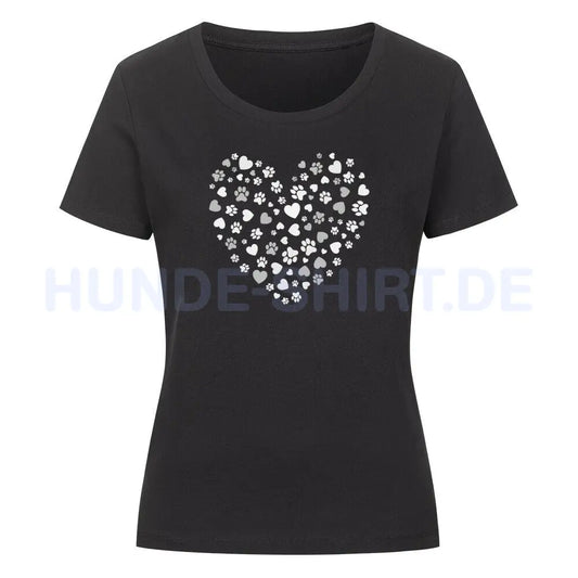 Premium Organic Damen-Shirt "PAWS & HEARTS" Schwarz – hunde-shirt.de