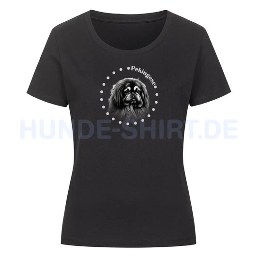 Premium Organic Damen-Shirt "Pekingese R" Schwarz – hunde-shirt.de