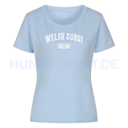 Premium Organic Damen-Shirt "Pembroke Welsh Corgi - MOM" Sky Blue – hunde-shirt.de