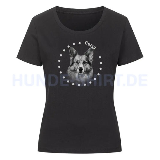 Premium Organic Damen-Shirt "Pembroke Welsh Corgi Rounded 2" Schwarz – hunde-shirt.de