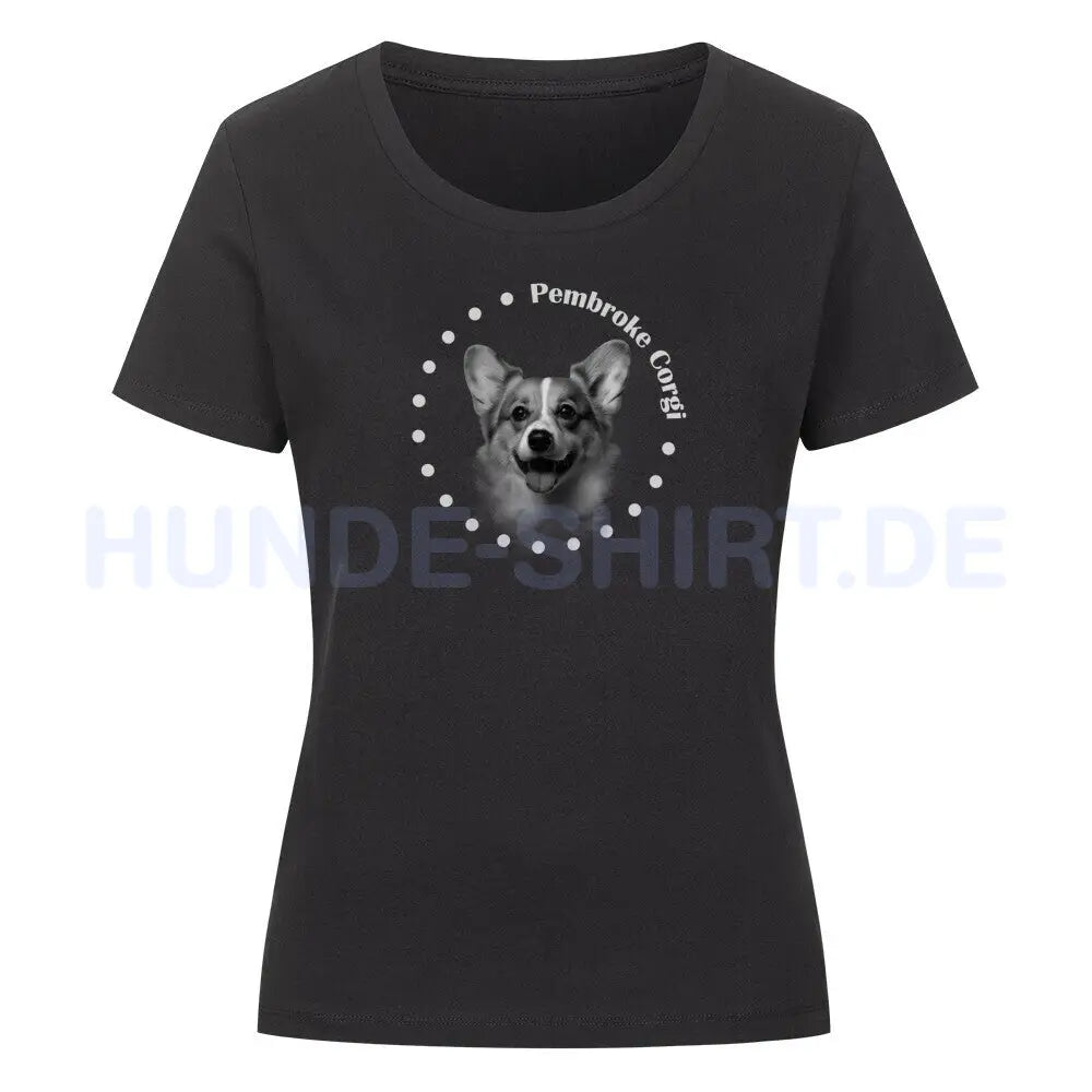 Premium Organic Damen-Shirt "Pembroke Welsh Corgi Rounded" Schwarz – hunde-shirt.de