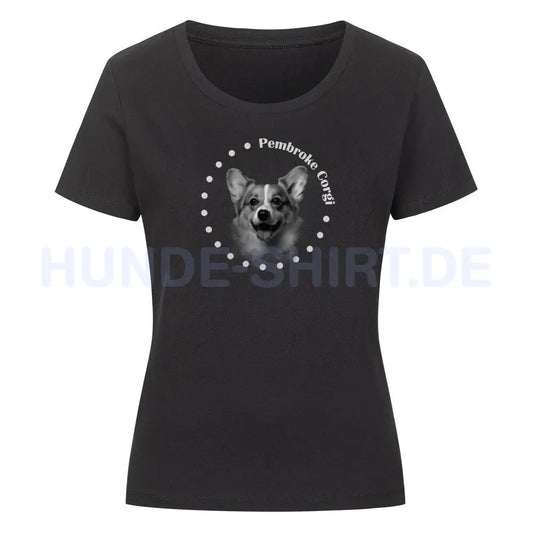 Premium Organic Damen-Shirt "Pembroke Welsh Corgi Rounded" Schwarz – hunde-shirt.de