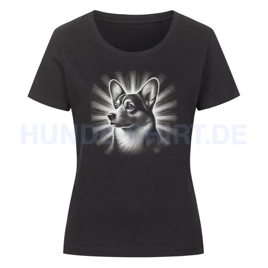 Premium Organic Damen-Shirt "Pembroke Welsh Corgi - Shine" Schwarz – hunde-shirt.de