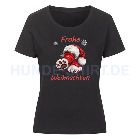 Premium Organic Damen-Shirt "Pfoten Weihnachten" Schwarz – hunde-shirt.de