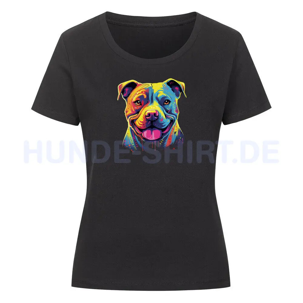 Premium Organic Damen-Shirt "Pit Bull Paint" Schwarz – hunde-shirt.de