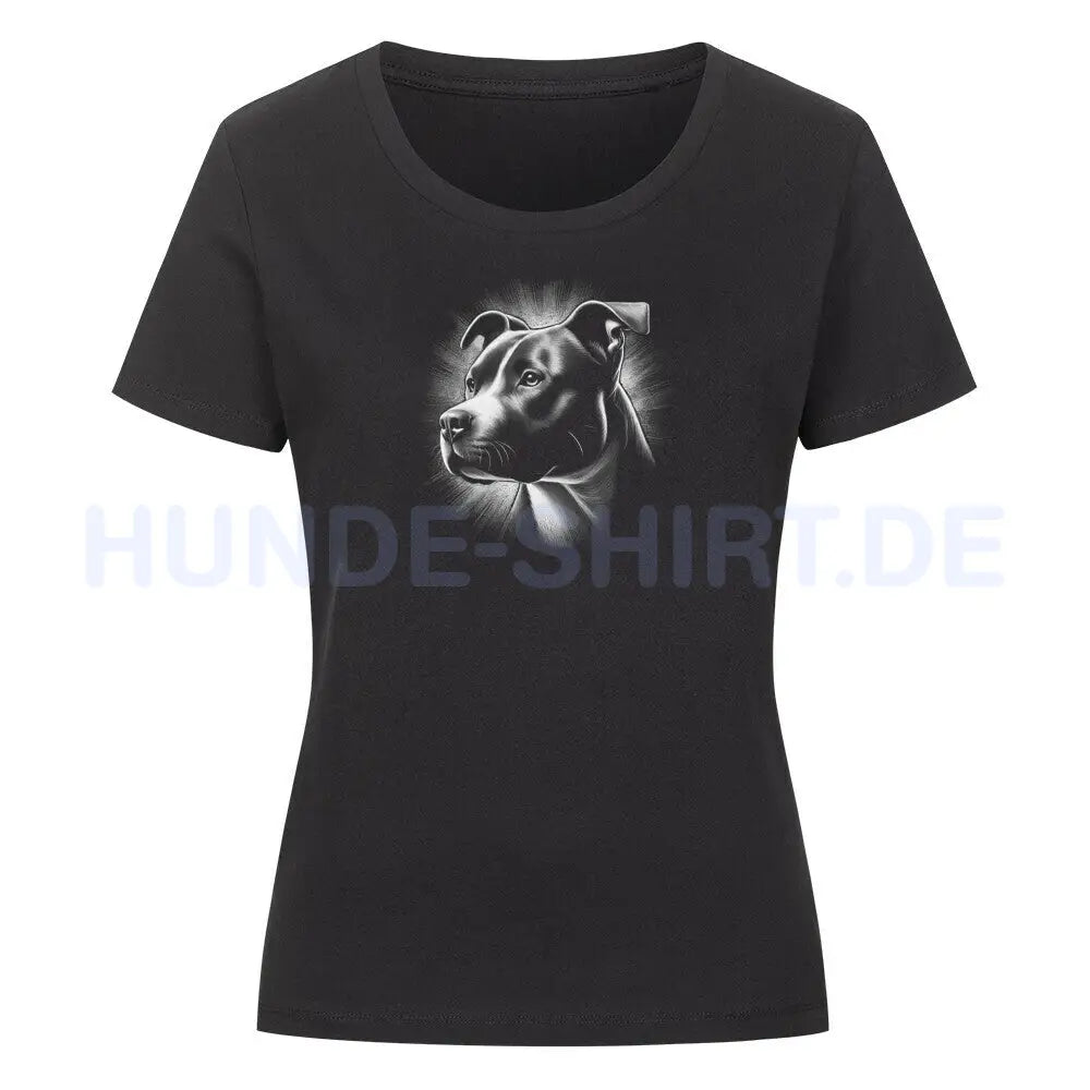 Premium Organic Damen-Shirt "Pit Bull - Shine" Schwarz – hunde-shirt.de