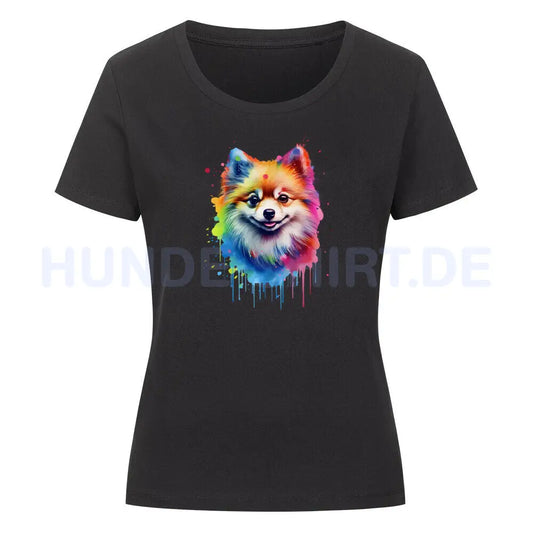 Premium Organic Damen-Shirt "Pomeranian Paint" Schwarz – hunde-shirt.de