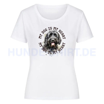 Premium Organic Damen-Shirt "Portugiesischer Wasserhund HEART" Weiß – hunde-shirt.de