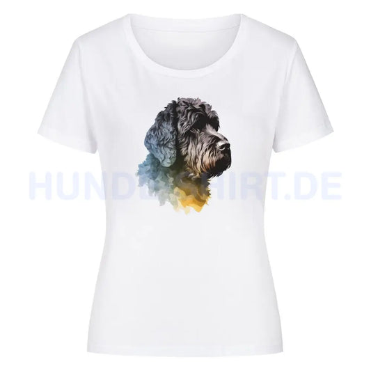 Premium Organic Damen-Shirt "Portugiesischer Wasserhund Portrait" Weiß – hunde-shirt.de