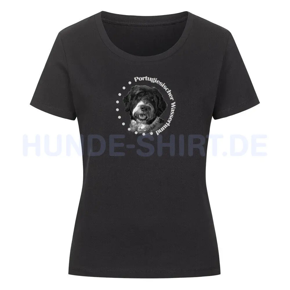 Premium Organic Damen-Shirt "Portugiesischer Wasserhund R" Schwarz – hunde-shirt.de