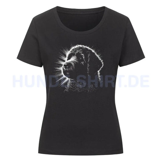 Premium Organic Damen-Shirt "Portugiesischer Wasserhund Shine" Schwarz – hunde-shirt.de