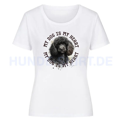 Premium Organic Damen-Shirt "Pudel schwarz HEART" Weiß – hunde-shirt.de