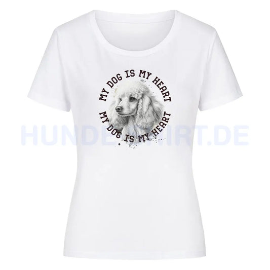 Premium Organic Damen-Shirt "Pudel weiß HEART" Weiß – hunde-shirt.de