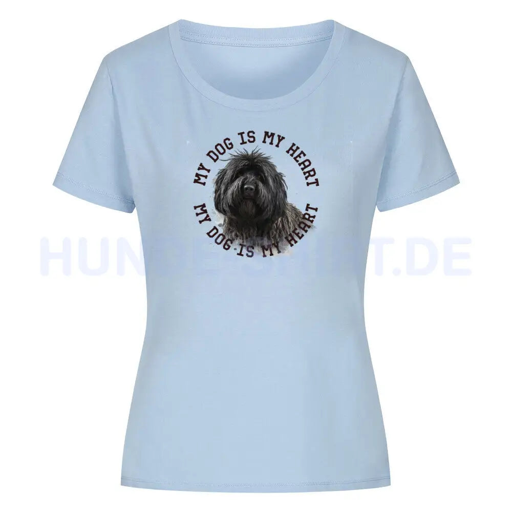 Premium Organic Damen-Shirt "Puli schwarz HEART" Sky Blue – hunde-shirt.de