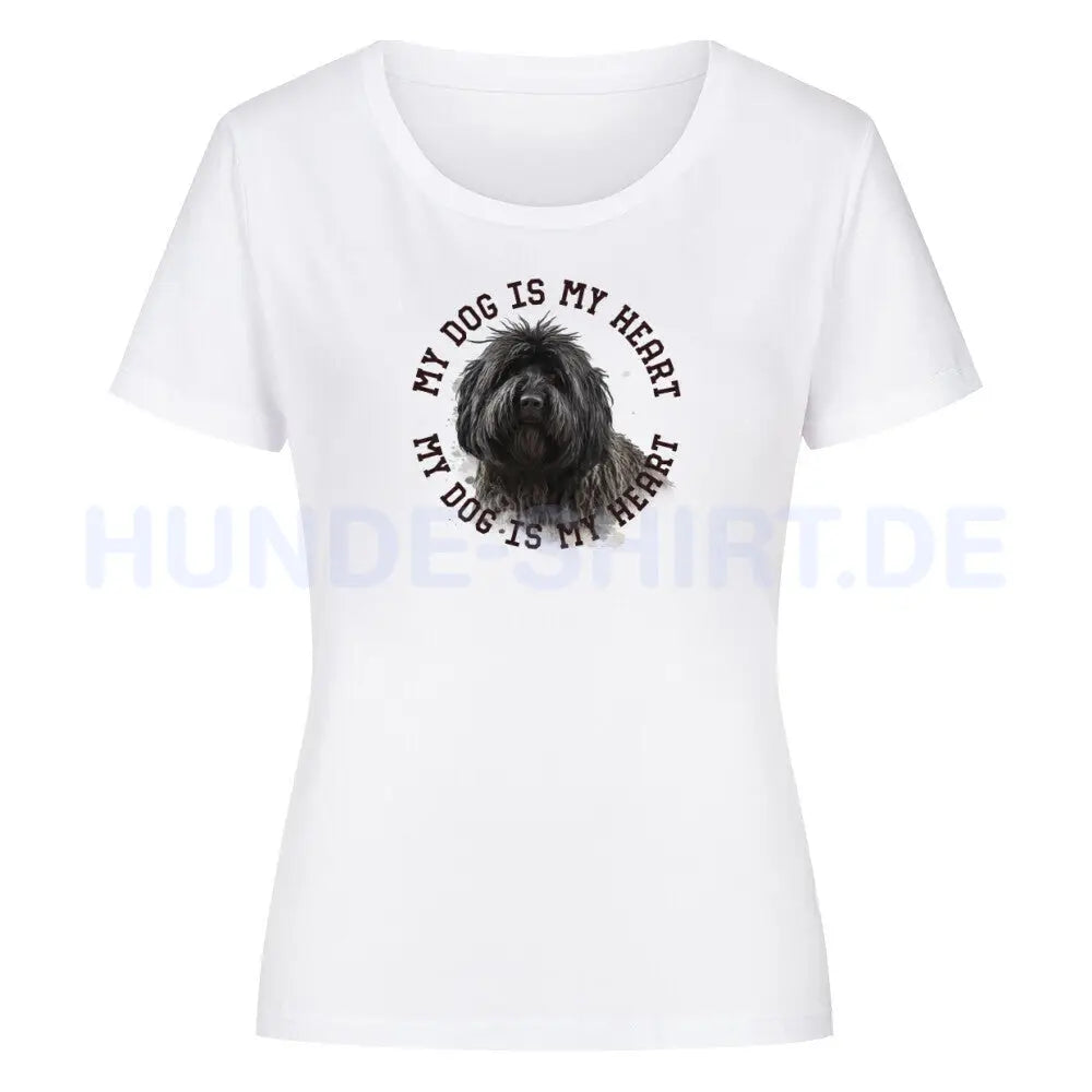 Premium Organic Damen-Shirt "Puli schwarz HEART" Weiß – hunde-shirt.de