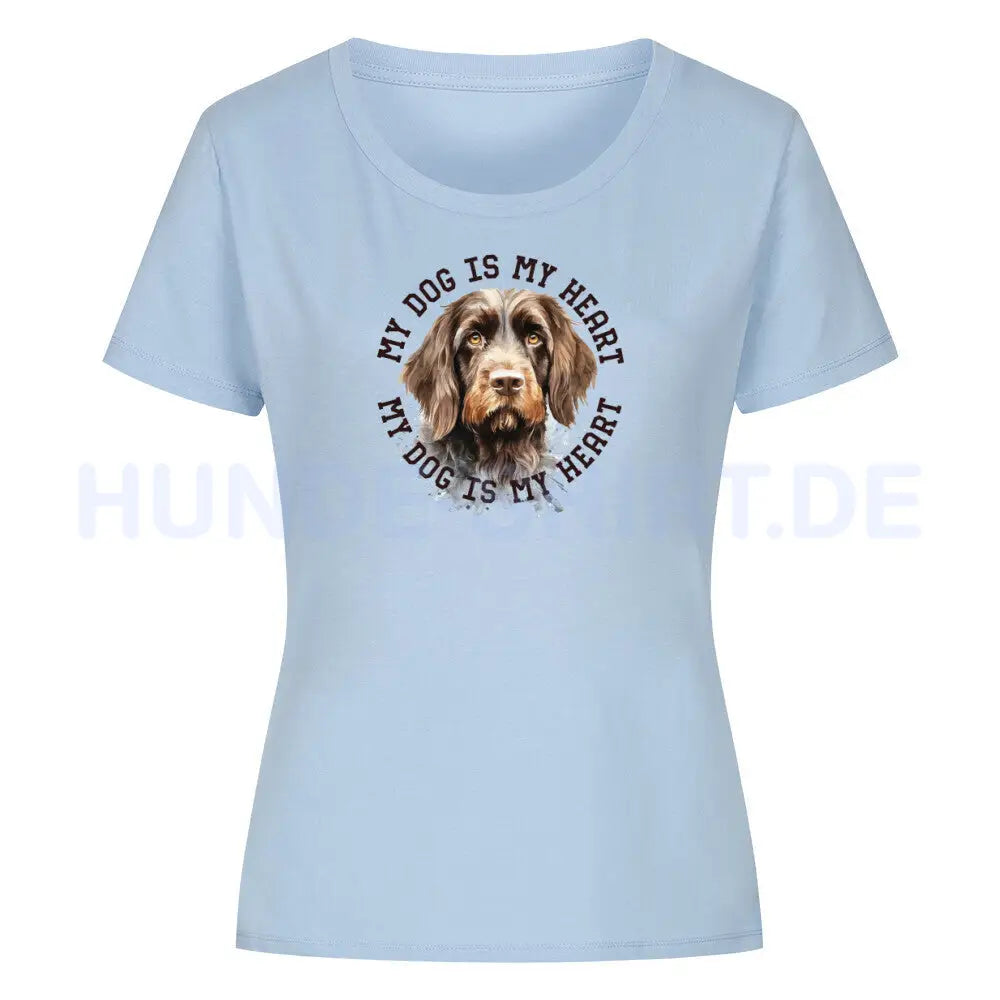 Premium Organic Damen-Shirt "Rauhaar Korthals" Sky Blue – hunde-shirt.de