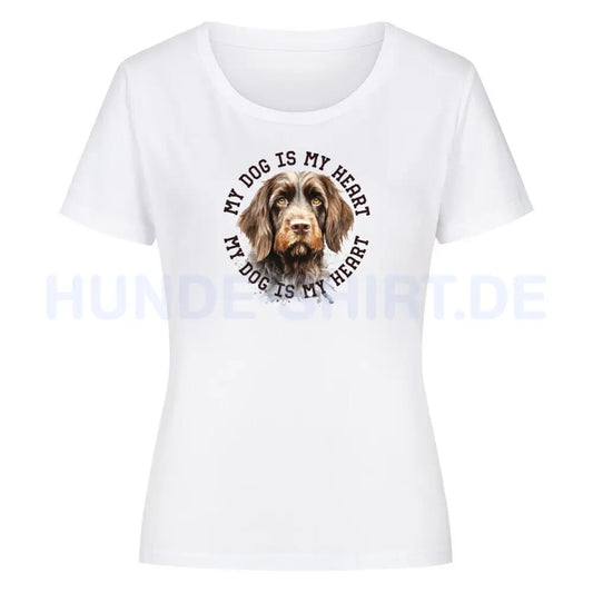 Premium Organic Damen-Shirt "Rauhaar Korthals" Weiß – hunde-shirt.de