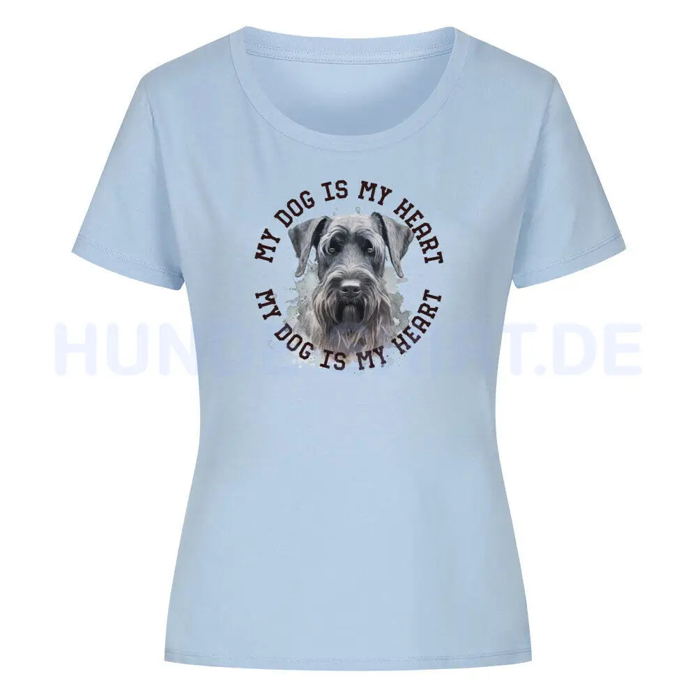 Premium Organic Damen-Shirt "Riesenschnauzer HEART" Sky Blue – hunde-shirt.de