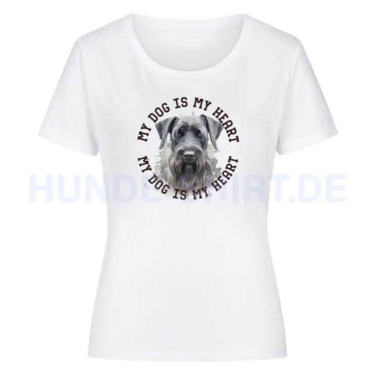 Premium Organic Damen-Shirt "Riesenschnauzer HEART" Weiß – hunde-shirt.de