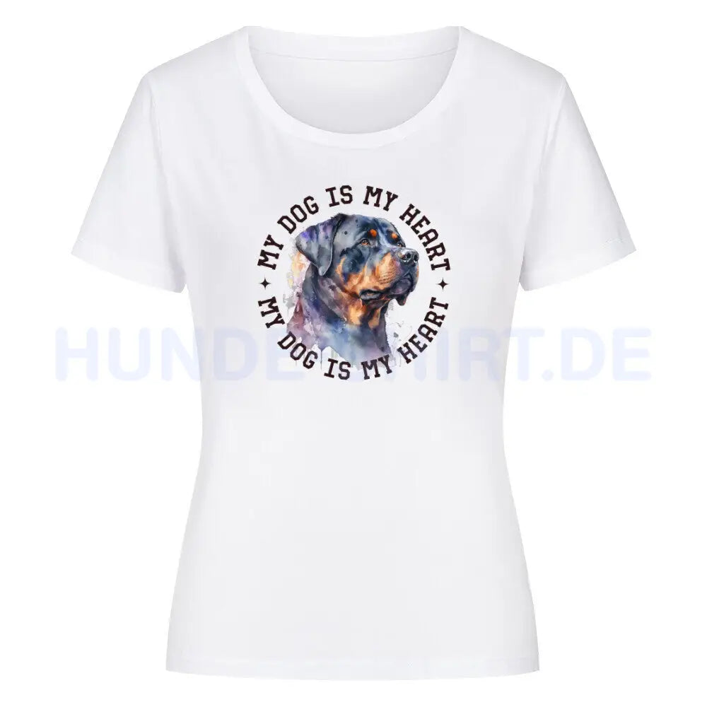 Premium Organic Damen Shirt "Rottweiler HEART" Weiß – hunde-shirt.de