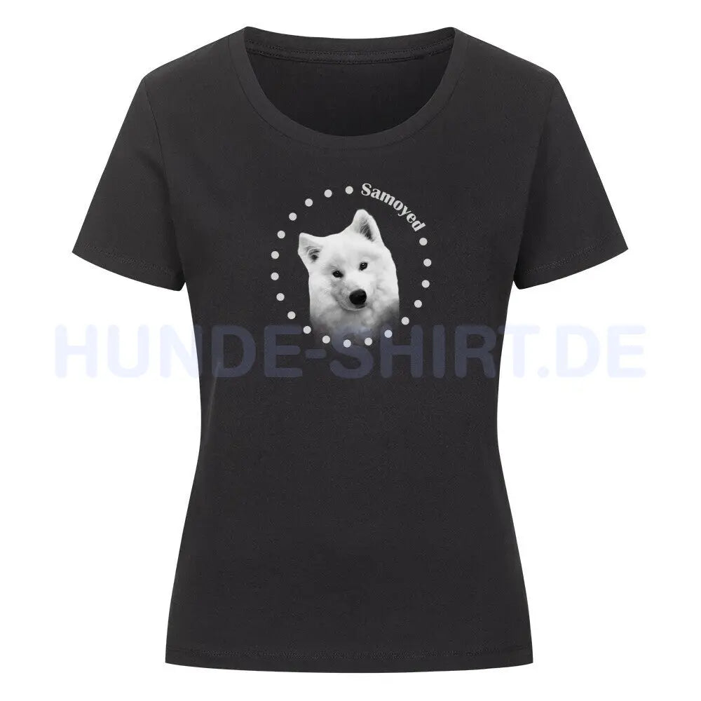 Premium Organic Damen-Shirt "Samoyed R" Schwarz – hunde-shirt.de