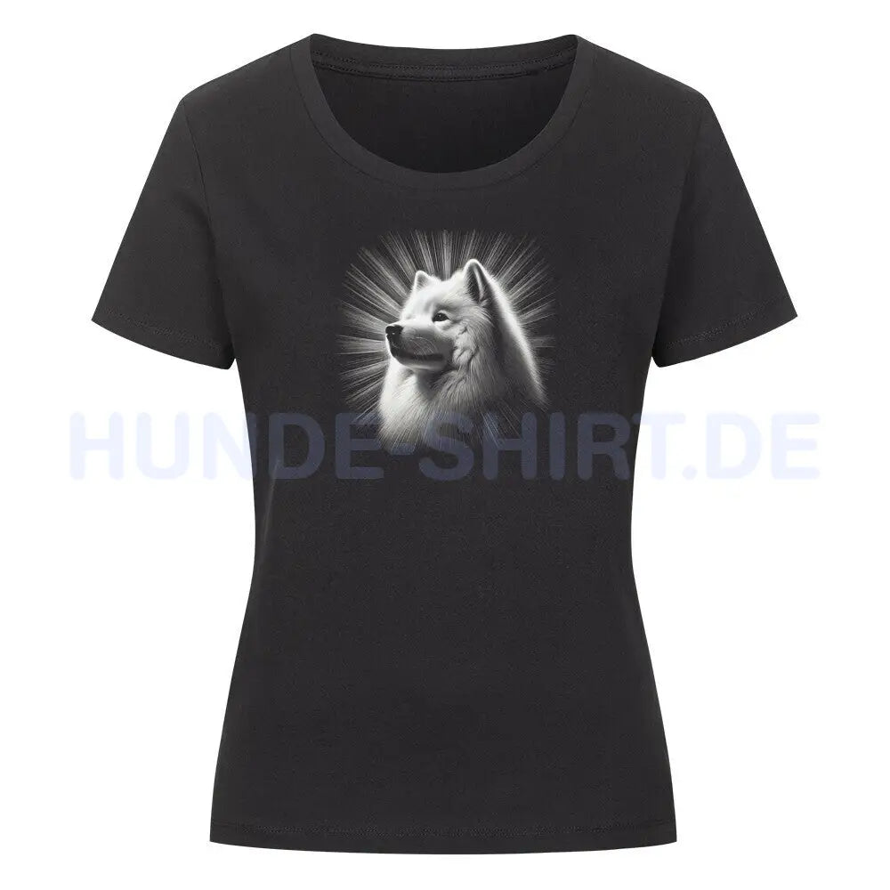 Premium Organic Damen-Shirt "Samoyed - Shine" Schwarz – hunde-shirt.de