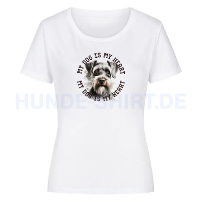 Premium Organic Damen-Shirt "Schnauzer HEART" Weiß – hunde-shirt.de