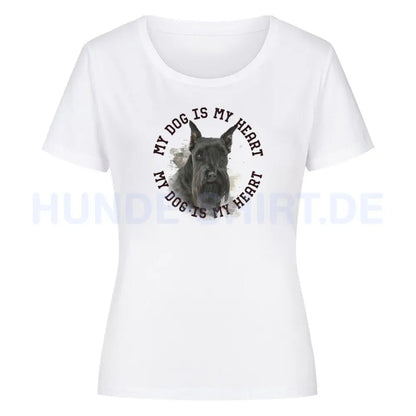 Premium Organic Damen-Shirt "Schnauzer schwarz HEART" Weiß – hunde-shirt.de