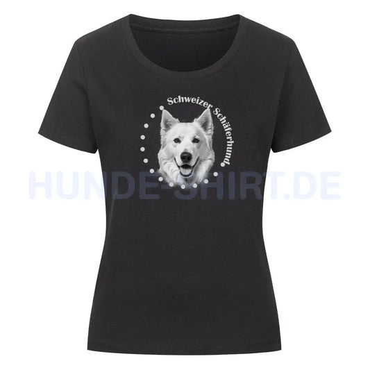 Premium Organic Damen-Shirt "Schweizer Schäferhund - ROUND" Schwarz – hunde-shirt.de