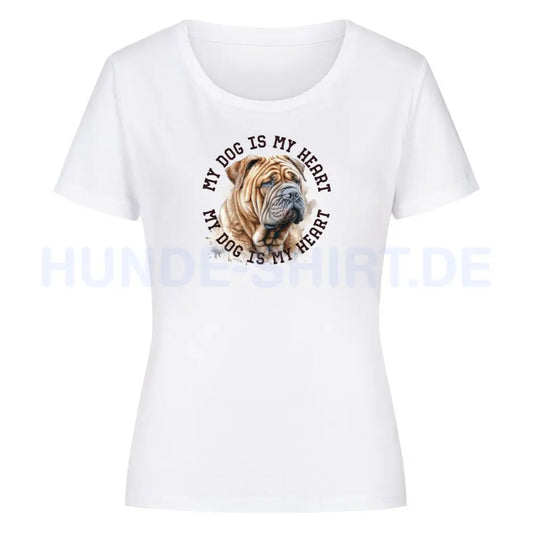 Premium Organic Damen-Shirt "Shar Pei HEART 2" Weiß – hunde-shirt.de