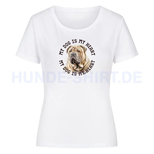 Premium Organic Damen-Shirt "Shar Pei HEART" Weiß – hunde-shirt.de